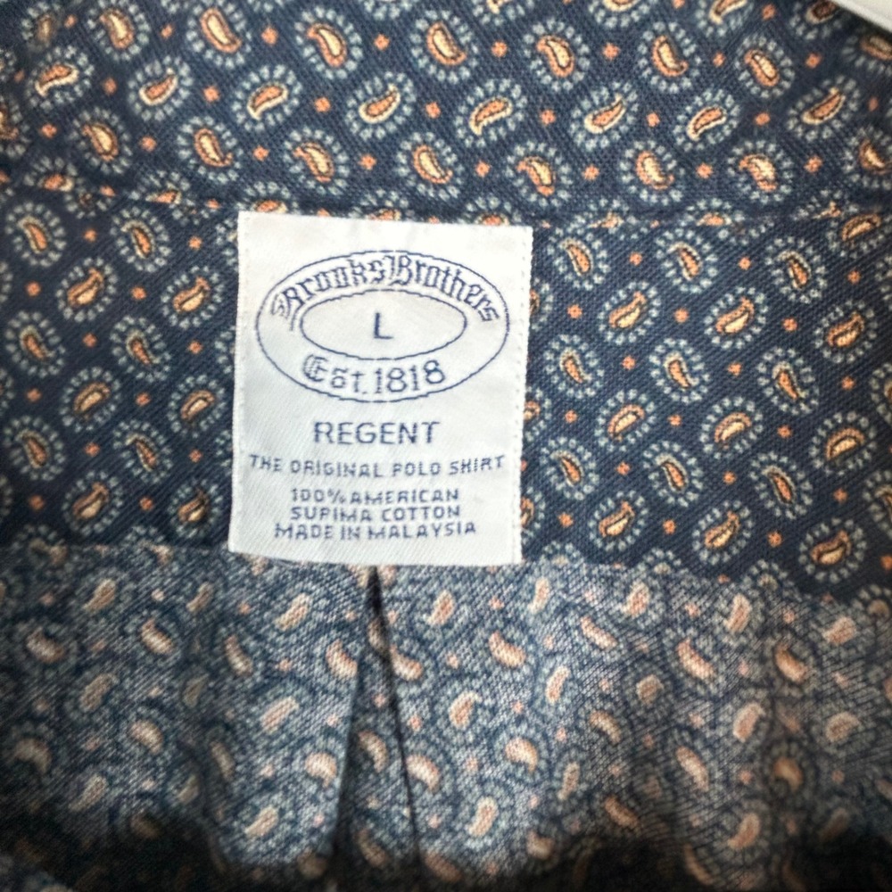 Brooks Brothers Regent Men's Long Sleeve Button Down Micro Paisley Print Size L - Picture 3 of 10
